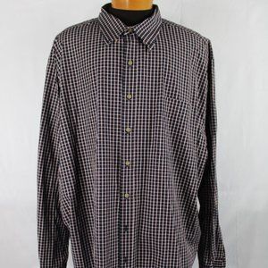 Harbor Bay Long Sleeve Dark Check Button Up Shirt.